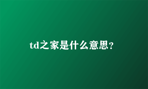 td之家是什么意思？