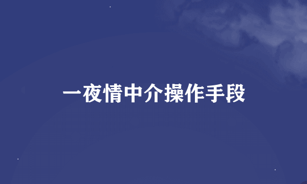 一夜情中介操作手段