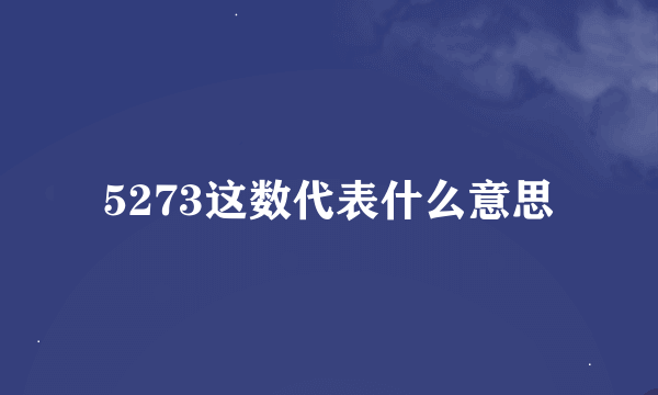 5273这数代表什么意思