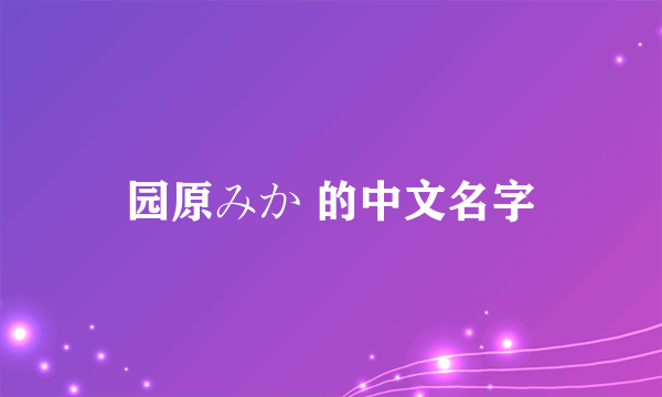 园原みか 的中文名字