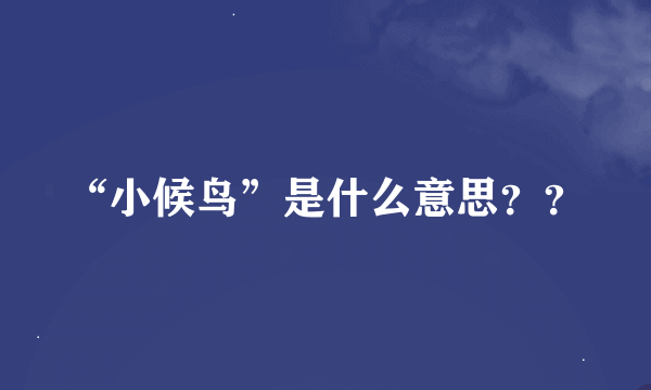 “小候鸟”是什么意思？？