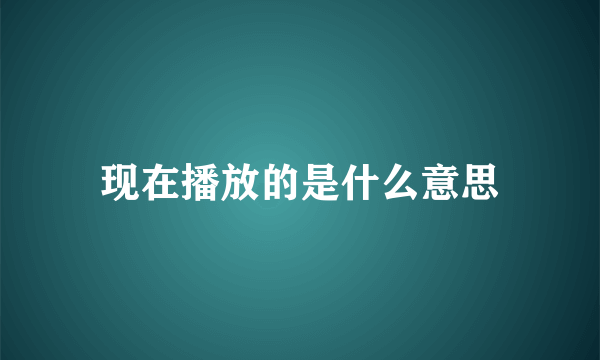 现在播放的是什么意思