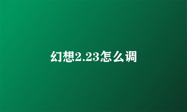 幻想2.23怎么调