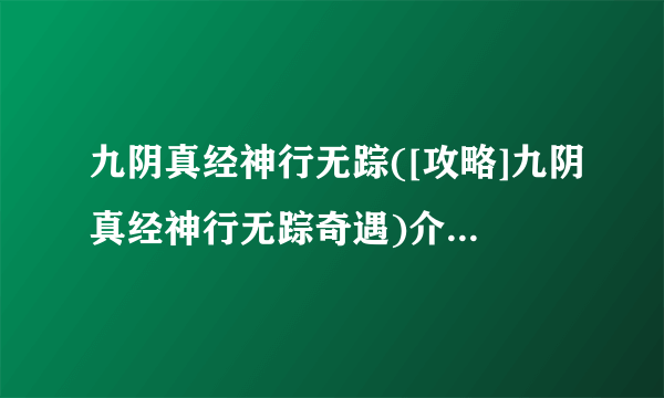 九阴真经神行无踪([攻略]九阴真经神行无踪奇遇)介绍_九阴真经神行无踪([攻略]九阴真经神行无踪奇遇)是什么