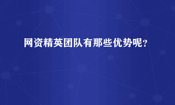 网资精英团队有那些优势呢？