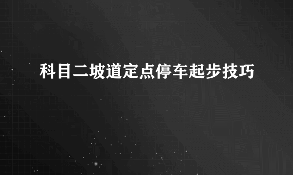 科目二坡道定点停车起步技巧