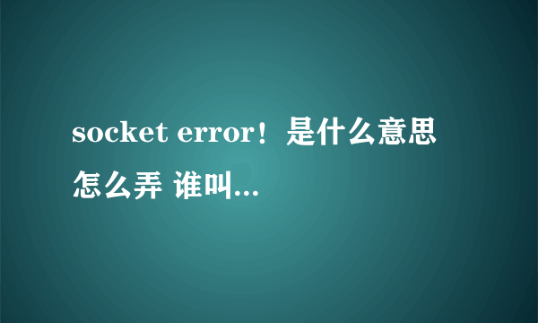 socket error！是什么意思 怎么弄 谁叫我呀谢谢