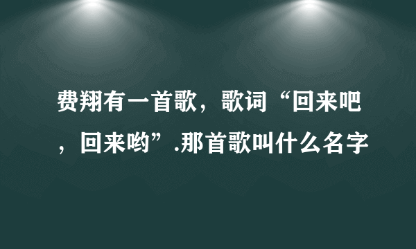 费翔有一首歌，歌词“回来吧，回来哟”.那首歌叫什么名字