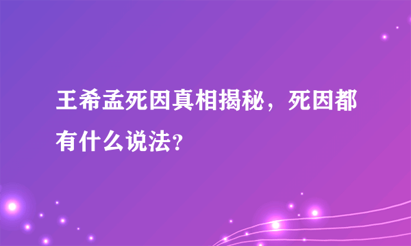 王希孟死因真相揭秘，死因都有什么说法？