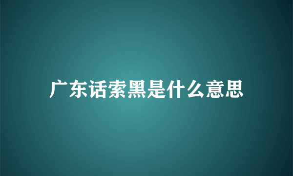 广东话索黑是什么意思