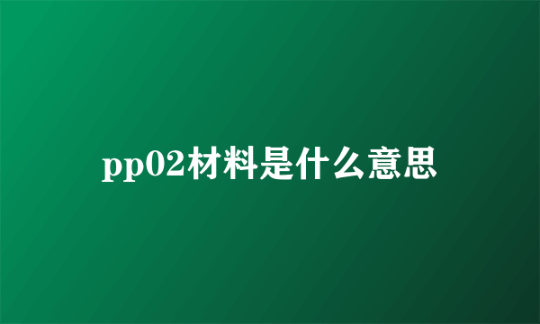 pp02材料是什么意思