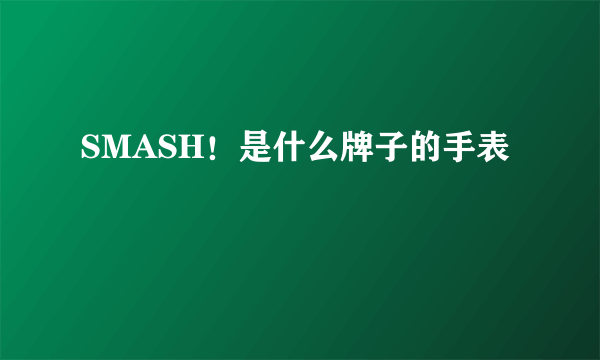 SMASH！是什么牌子的手表