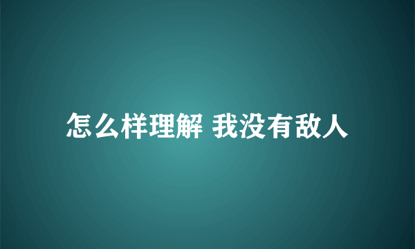 怎么样理解 我没有敌人