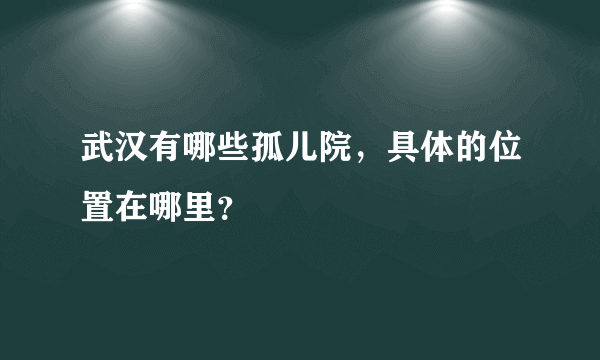 武汉有哪些孤儿院，具体的位置在哪里？