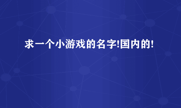 求一个小游戏的名字!国内的!