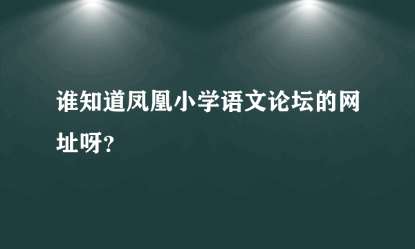 谁知道凤凰小学语文论坛的网址呀？