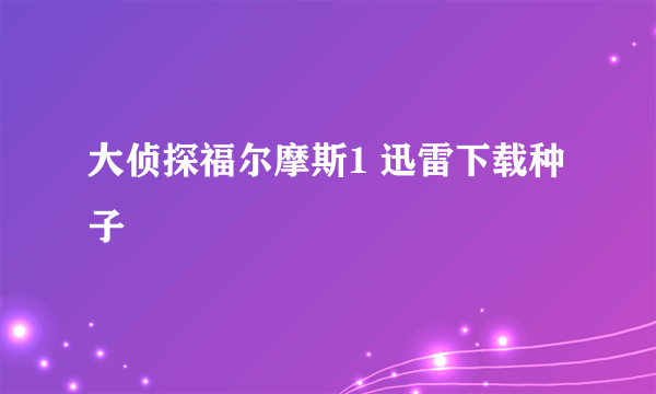 大侦探福尔摩斯1 迅雷下载种子