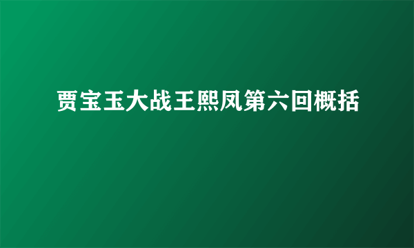 贾宝玉大战王熙凤第六回概括