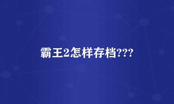 霸王2怎样存档???