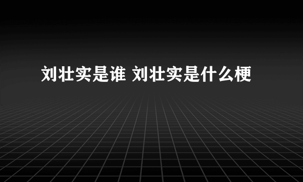 刘壮实是谁 刘壮实是什么梗