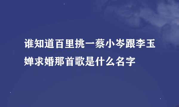 谁知道百里挑一蔡小岑跟李玉婵求婚那首歌是什么名字