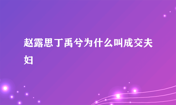 赵露思丁禹兮为什么叫成交夫妇