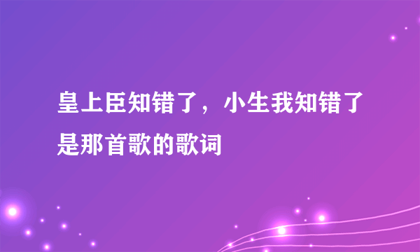 皇上臣知错了，小生我知错了是那首歌的歌词