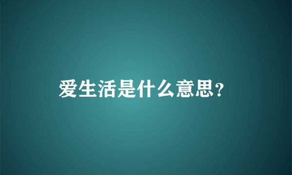 爱生活是什么意思？