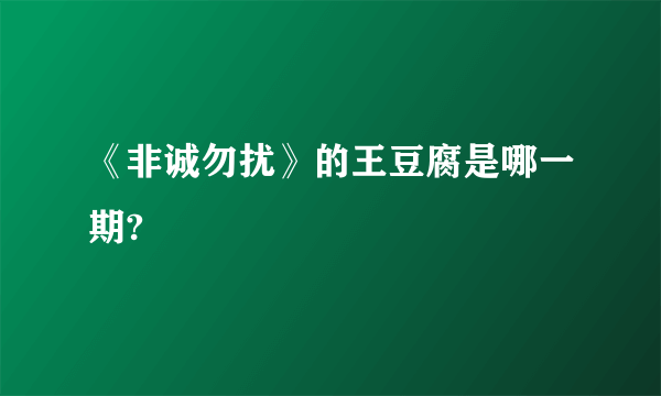 《非诚勿扰》的王豆腐是哪一期?