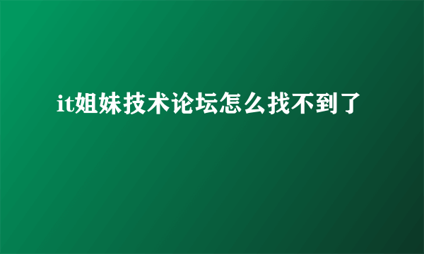 it姐妹技术论坛怎么找不到了