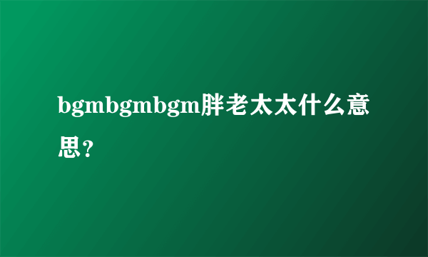 bgmbgmbgm胖老太太什么意思？