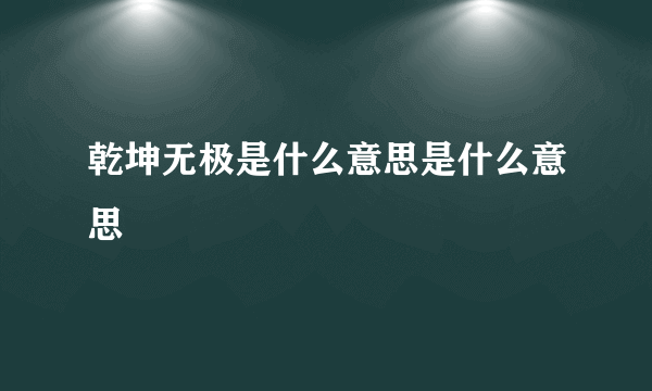 乾坤无极是什么意思是什么意思