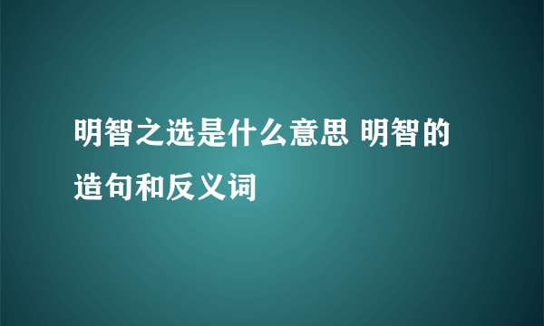 明智之选是什么意思 明智的造句和反义词