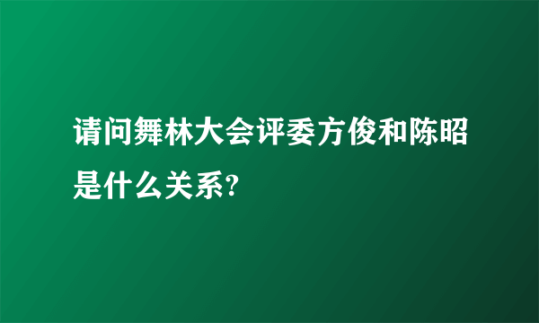 请问舞林大会评委方俊和陈昭是什么关系?