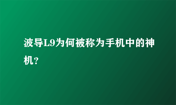 波导L9为何被称为手机中的神机？