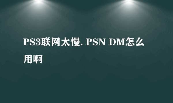 PS3联网太慢. PSN DM怎么用啊