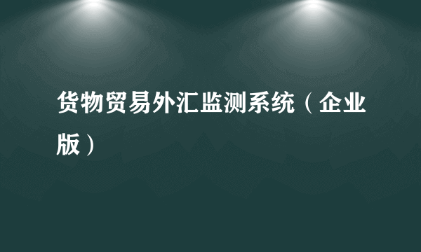 货物贸易外汇监测系统（企业版）