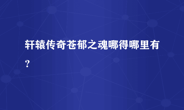 轩辕传奇苍郁之魂哪得哪里有？