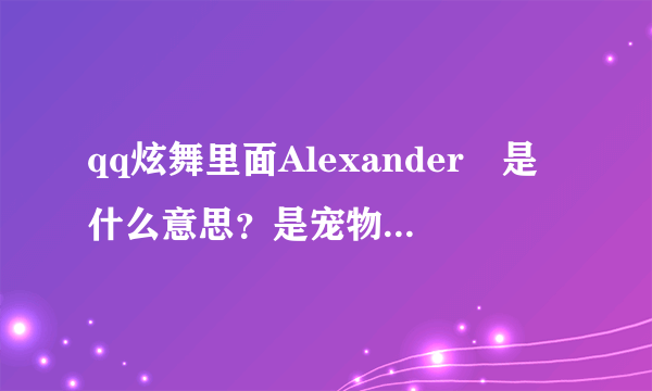 qq炫舞里面Alexanderゝ是什么意思？是宠物还是什么？