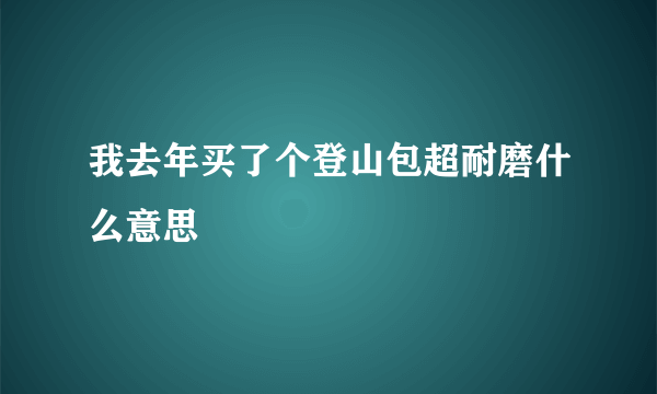 我去年买了个登山包超耐磨什么意思