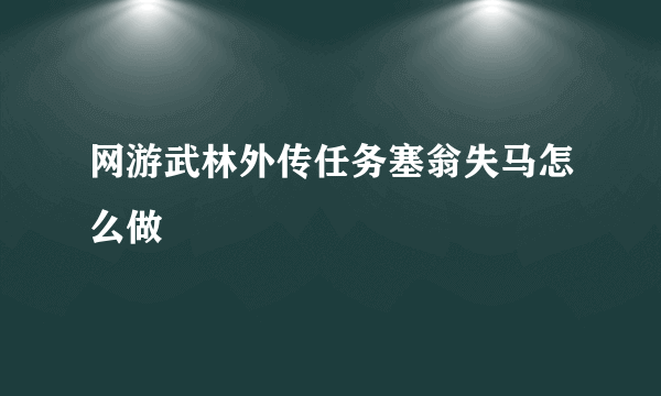 网游武林外传任务塞翁失马怎么做