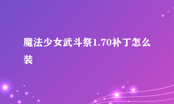 魔法少女武斗祭1.70补丁怎么装