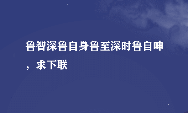 鲁智深鲁自身鲁至深时鲁自呻，求下联