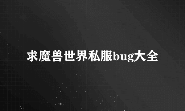 求魔兽世界私服bug大全